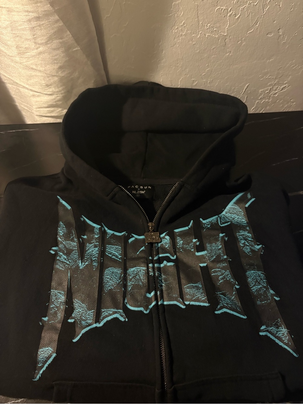 PacSun Black Full-Zip Hoodie with Branded Neck Tag